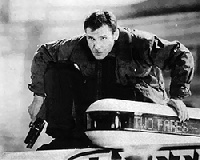 Blade Runner Deckard on kab looking for Zhora