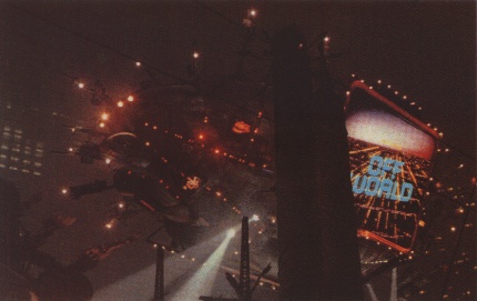 The advertising blimp in Blade Runner calling for people to go Off-World