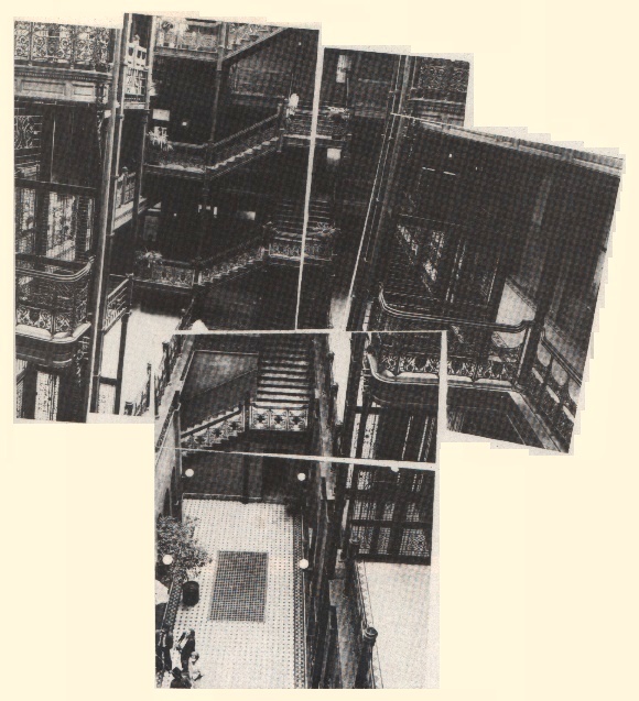 Interior shots of the Bradbury Building
