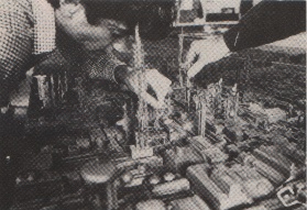 Leslie Ekker works on the industrial landscape for Blade Runner