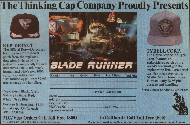 Blade Runner advertisement for caps