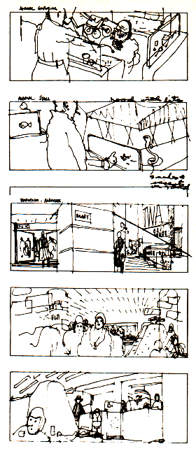 Ridley Scott storyboards of the animoid mart